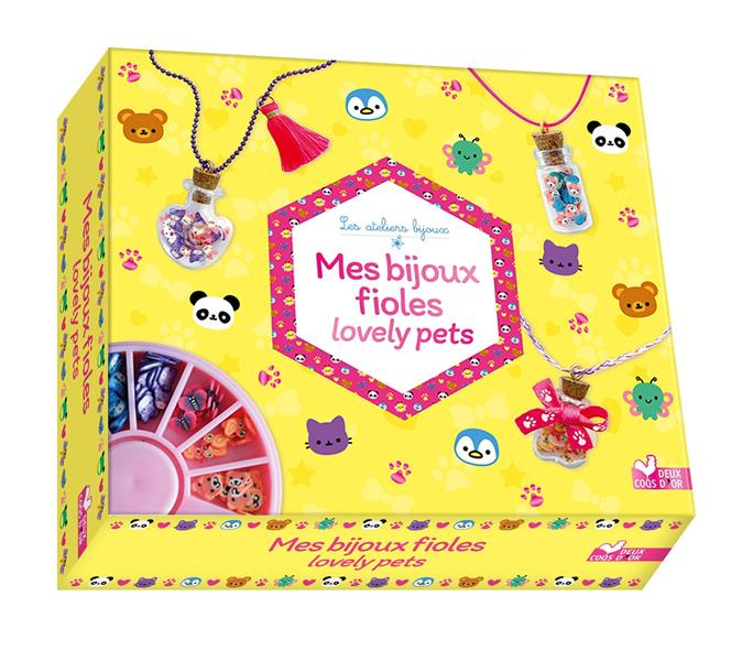 Mes bijoux fioles lovely pets. Coffret avec de petits animaux, une pince, des fioles, une chaîne mic