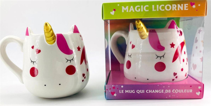 Mug magic licorne. Avec 1 mug thermoréactif