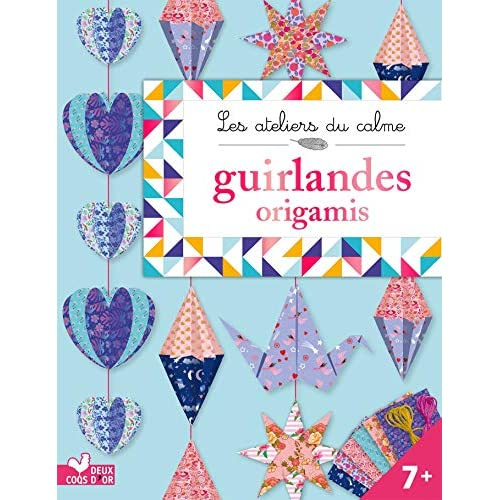 Guirlandes origamis. Avec 63 feuilles d'origami et 2 fils de coton