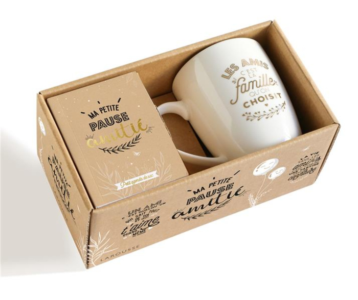 Coffret Ma petite pause amitié. Avec 1 mug et un petit agenda de sac