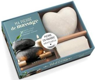 Coffret Ma pierre de massage. Avec une pierre en marbre blanc et sa pochette