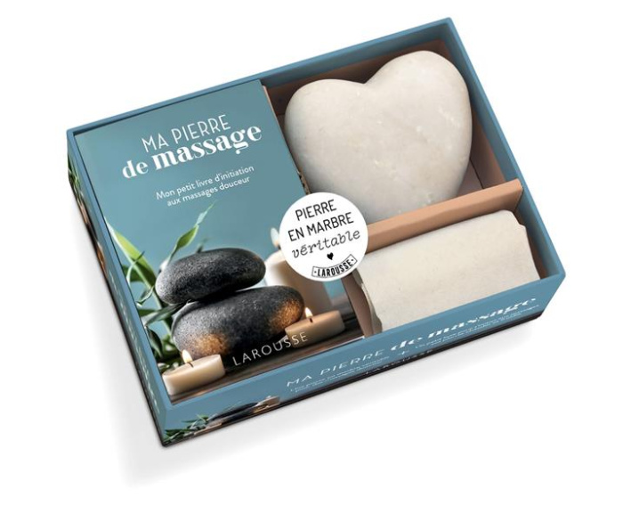 Ma pierre de massage. Coffret avec 1 pierre, sa pochette, et 1 livret