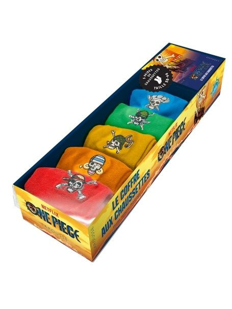 One Piece - Le coffre aux chaussettes. Coffret avec 5 paires de chaussettes brodées taille 38-44