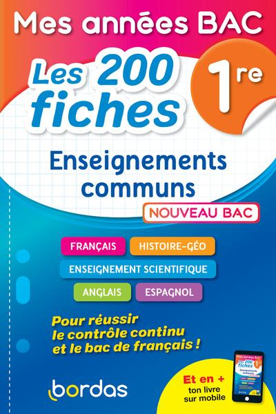 Enseignements communs 1re Mes années bac. Les 200 fiches, Edition 2019