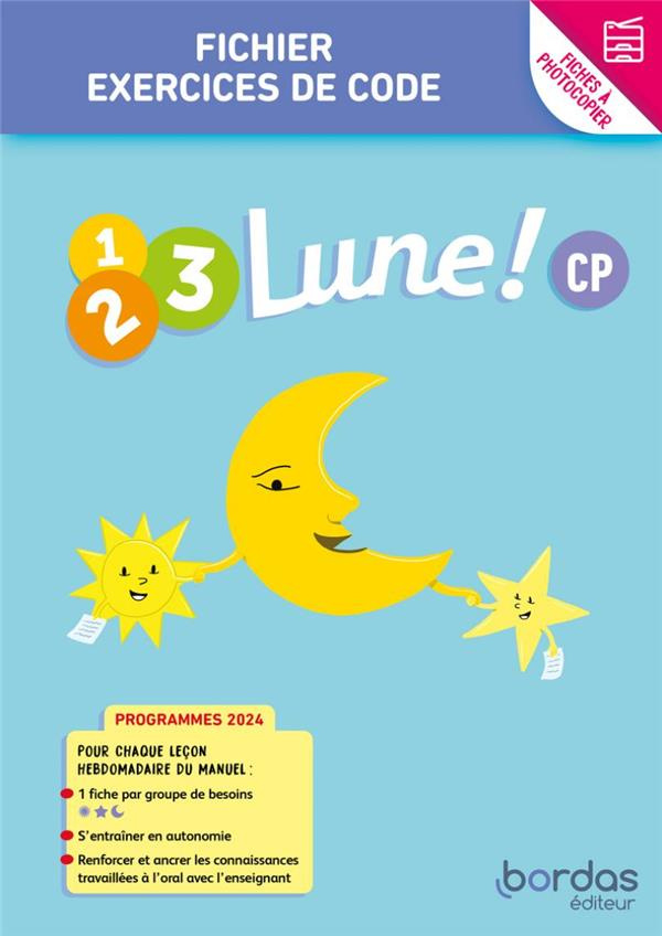 1, 2, 3, Lune ! CP. Fichier, exercices de code, Edition 2024