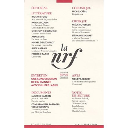La Nouvelle Revue Française N° 617, Mars 2016