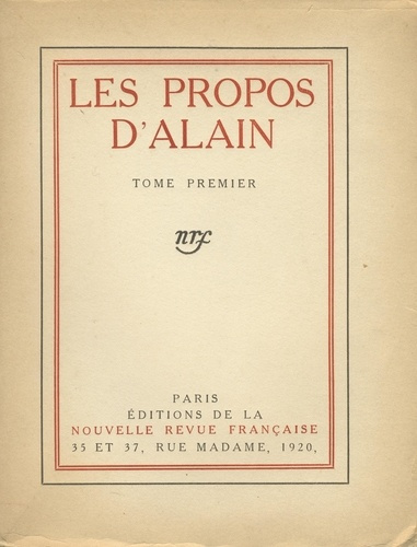 PROPOS. Tome 1, 1906-1936