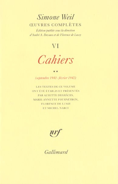 Oeuvres complètes. Tome 6, Volume 2, Cahiers (septembre 1941-février 1942)