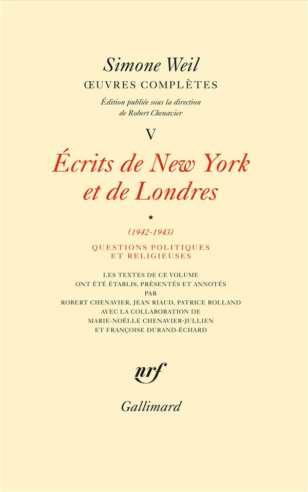 Oeuvres complètes. Tome 5, Ecrits de New York et de Londres, Volume 1, (1942-1943), Questions polit