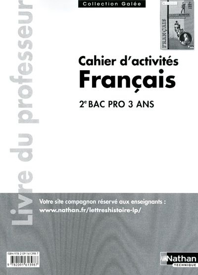 Cahier d'activités Français 2e Bac pro. Livre du professeur