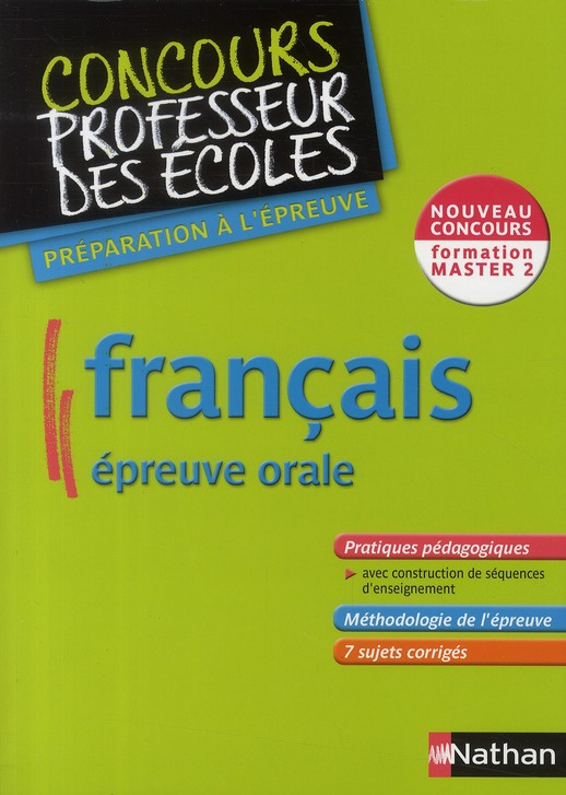 Français épreuve orale. Formation master 2