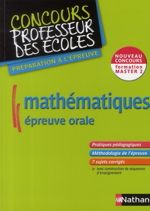 Mathématiques épreuve orale. Formation Master 2