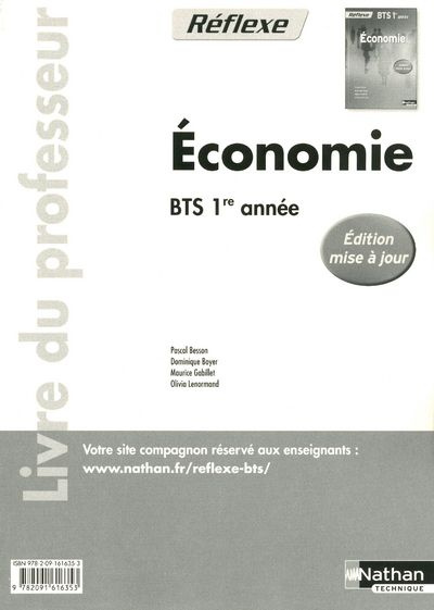 Économie - BTS Tertiaires 1re année - Livre du professeur Pochette Réflexe BTS