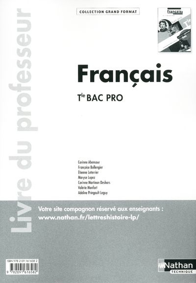 Français Tle Bac Pro. Livre du professeur