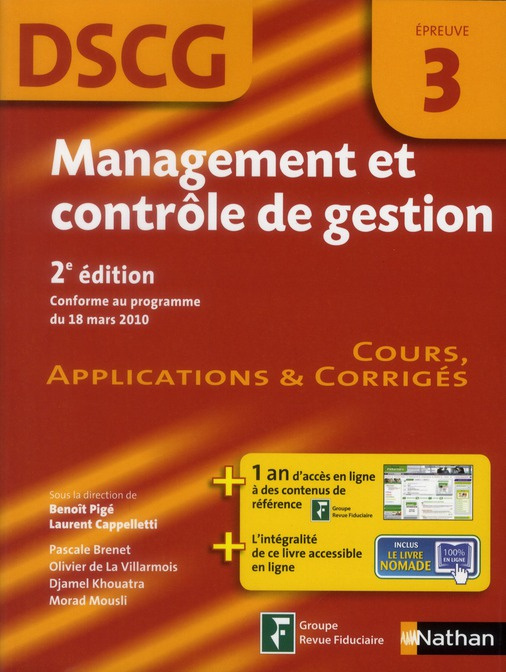Management et contrôle de gestion DSCG 3. Manuel, applications & corrigés, 2e édition