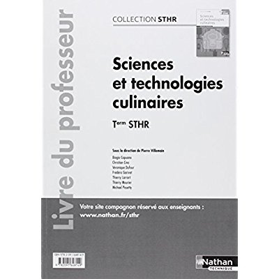 Sciences et technologies culinaires Tle STHR. Livre du professeur, Edition 2017