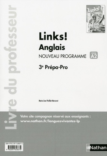 Anglais 3e Prépa-Pro Links! Livre du professeur, Edition 2019