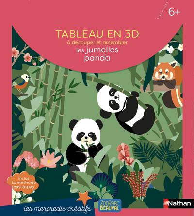 Les jumelles panda. Tableau en 3D à découper et assembler