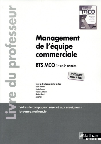 Management de l'équipe commerciale BTS MCO 1 et 2. Livre du professeur, Edition 2023