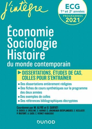 Economie, Sociologie, Histoire du monde contemporain ECG 1re et 2e années. Dissertations, fiches, co