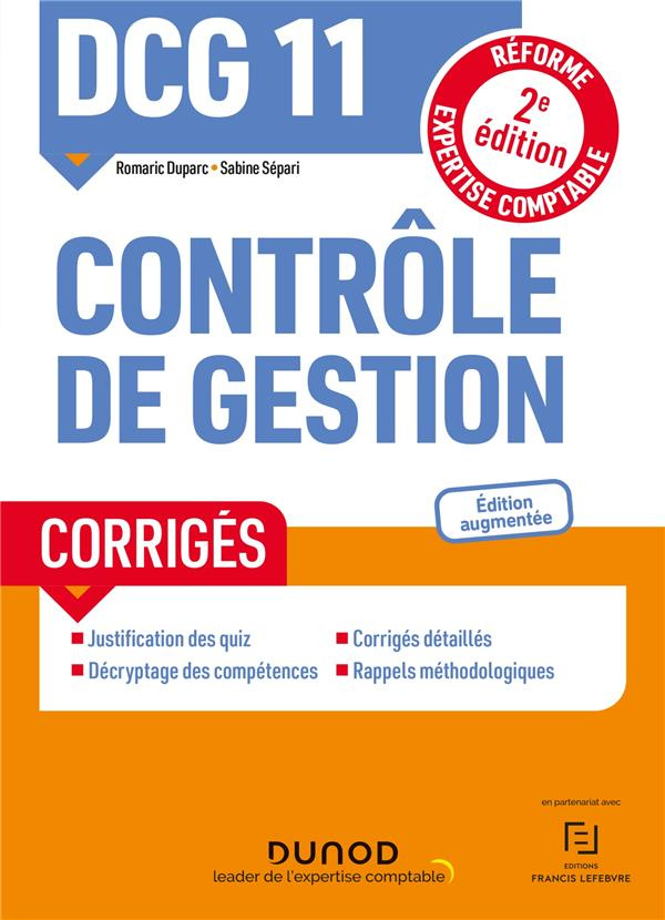 DCG 11 Contrôle de gestion. Corrigés, 2e édition