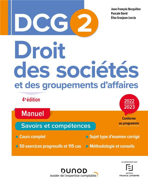 Droit des sociétés et des groupements d'affaires DCG 2. Manuel, Edition 2022-2023