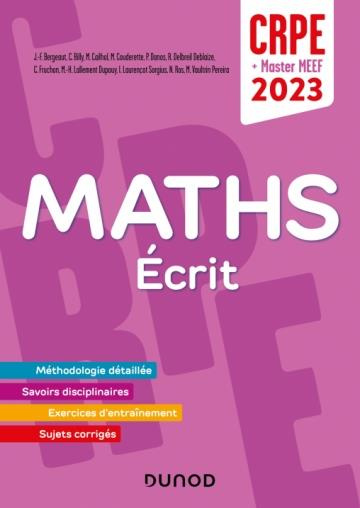 Mathématiques Ecrit. CRPE   Master MEEF, Edition 2023