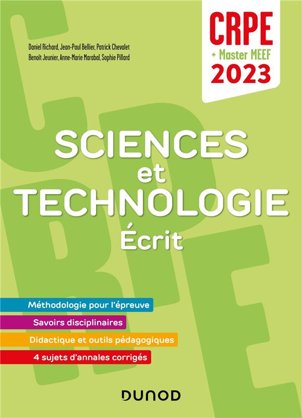 Sciences et Technologie - Ecrit. CRPE   Master MEEF, Edition 2023
