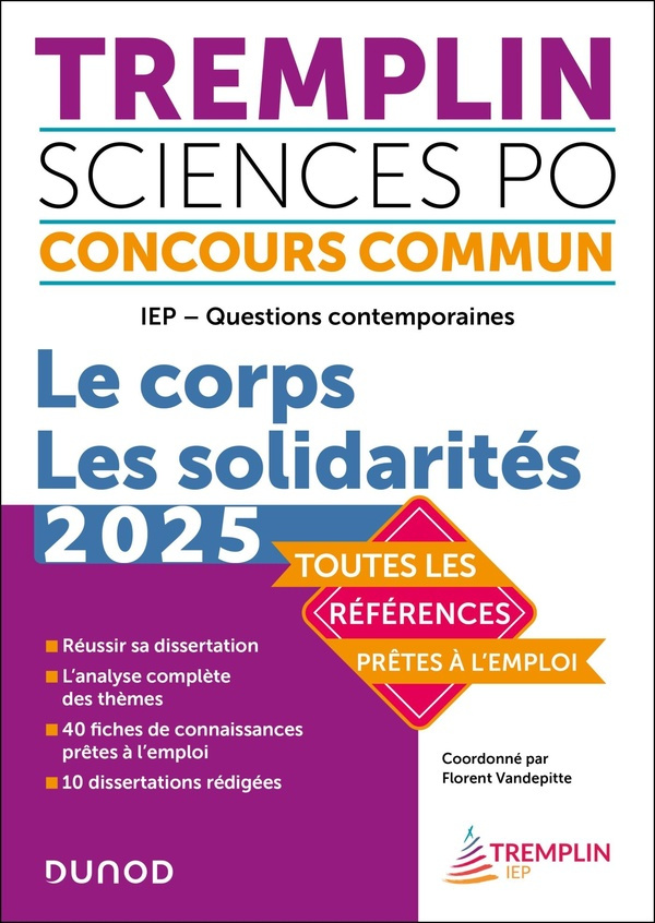 Tremplin Science Po IEP Le corps Les solidarités. Questions contemporaines. Concours commun, Edition