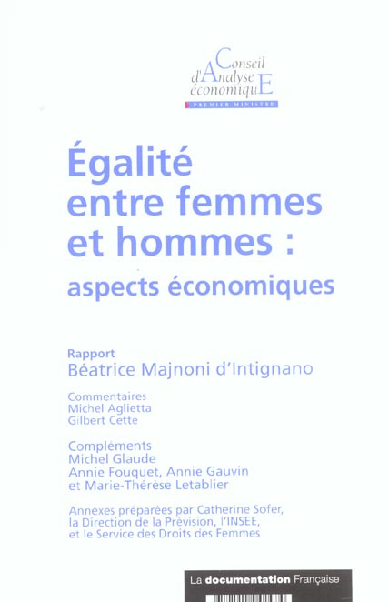 Égalité entre femmes et hommes. Aspects économiques