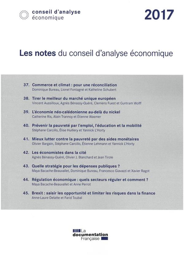 Les notes du Conseil d'Analyse Economique 2017