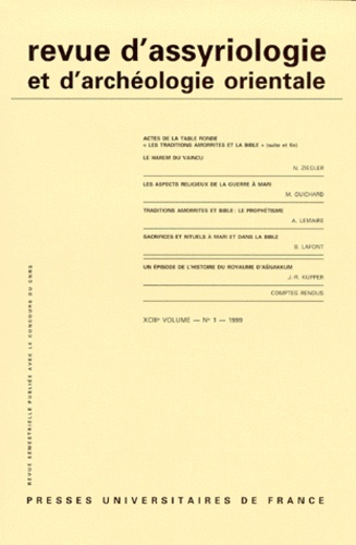 Revue d'assyriologie et d'archéologie orientale N° 43-1/1999