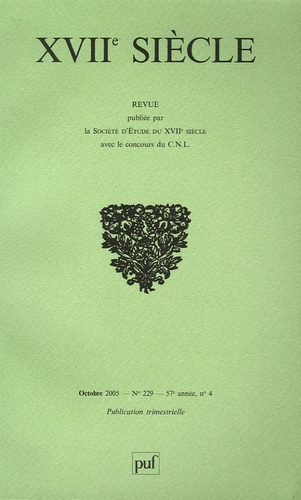 XVIIe siècle N° 229, Octobre-décembre 2005