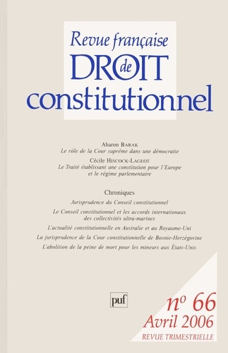 Revue française de Droit constitutionnel N° 66, Août 2006