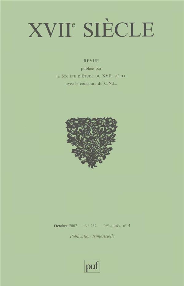 XVIIe siècle N° 237, Octobre 2007
