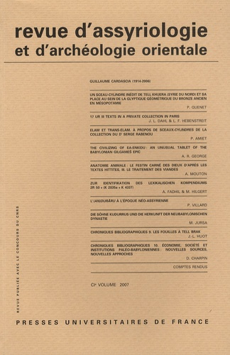 Revue d'assyriologie et d'archéologie orientale N° 101/2007