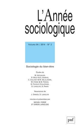 L'Année sociologique Volume 64 N° 2/2014 : Sociologie du bien-être