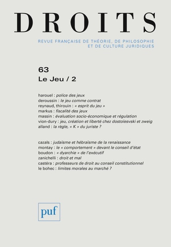 Droits N° 63/2016 : Le jeu. Tome 2