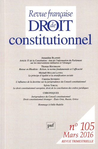 Revue française de Droit constitutionnel N° 105, Mars 2016