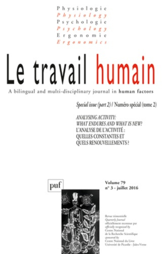 Le travail humain Vol 79 n°3 septembre 2016