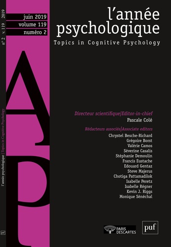 L'année psychologique Volume 118 N°1, juin 2019