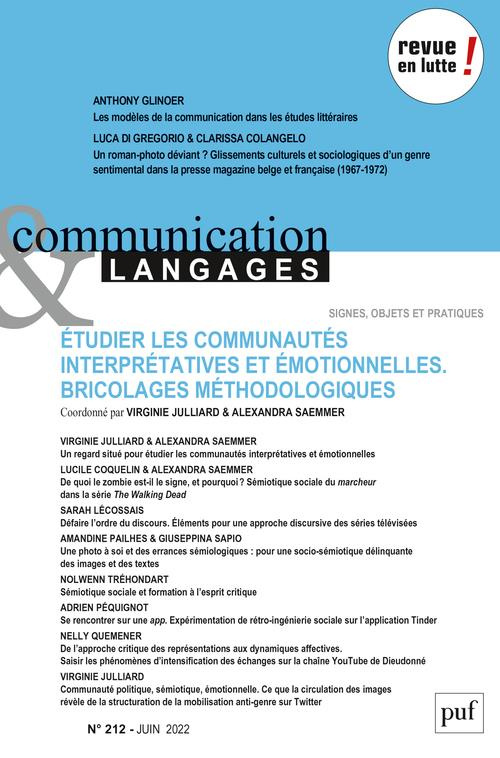 Communication et Langages N° 212, juin 2022 : Etudier les communautés interprétatives et émotionnell