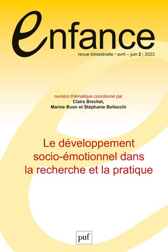 Enfance Volume 75 N° 2, avril-juin 2023 : Le développement socio-émotionnel dans la recherche et la