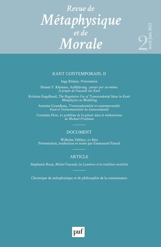 Revue de Métaphysique et de Morale N° 2, avril-juin 2023 : Kant contemporain. Volume 2