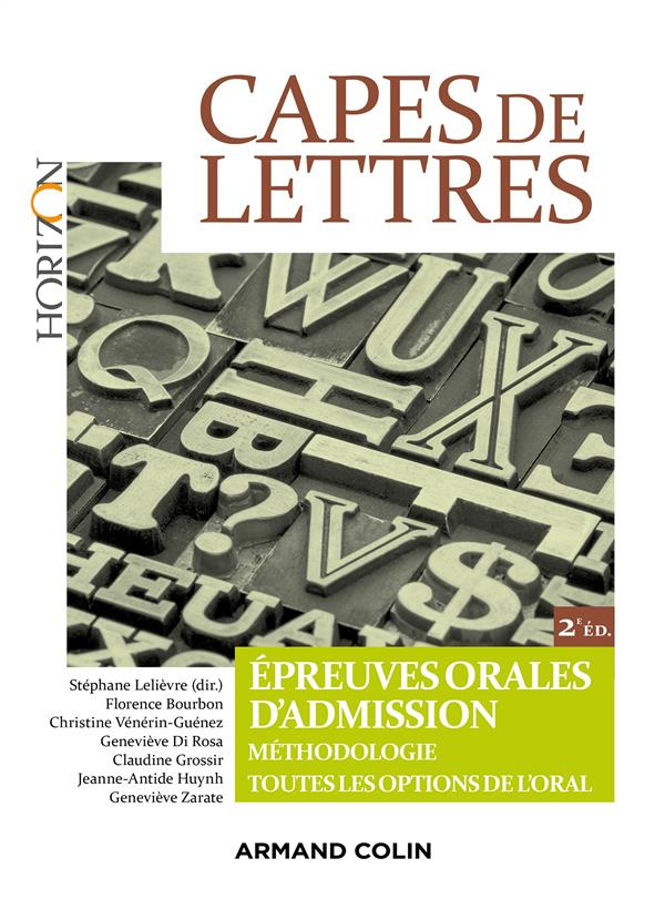 CAPES DE LETTRES - EPREUVES ORALES D'ADMISSION