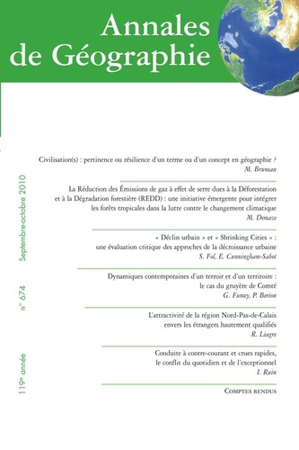 Annales de Géographie N° 674, Septembre-octobre 2010