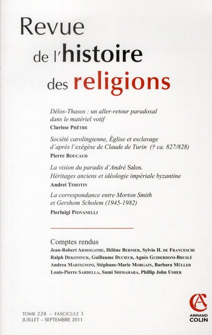 Revue de l'histoire des religions Tome 228 N° 3, Juillet-septembre 2011