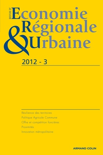Revue d'économie régionale et urbaine N° 3/2012