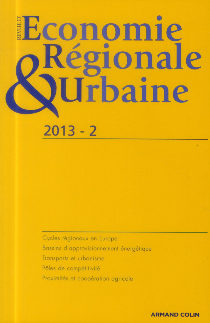 Revue d'économie régionale et urbaine N° 2/2013