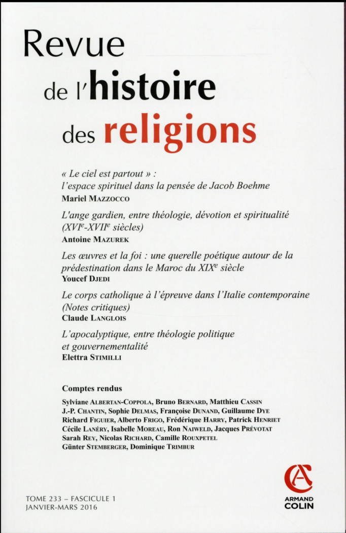 Revue de l'histoire des religions Tome 233, N° 1/2016